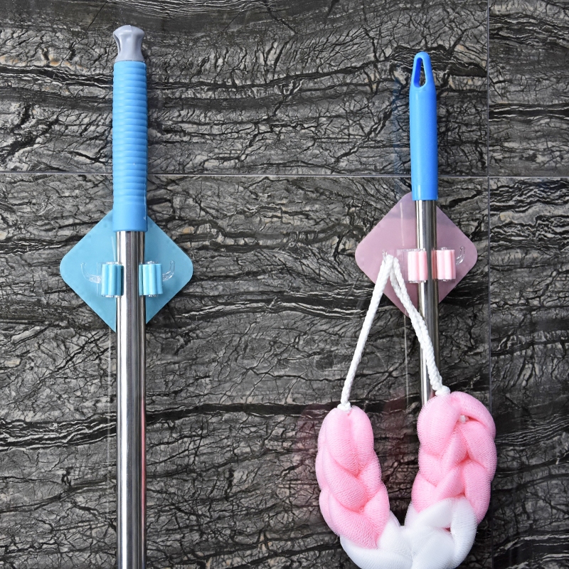 No Marks Stick-free Punch Powerful Makeup Room Wall-mounted Mop Rack Wall hook sweep Hook Shelve rack