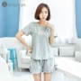 Bộ đồ ngủ nữ mùa hè ngắn tay ngắn Quần short phim hoạt hình dễ thương Mùa hè ngọt ngào tươi mát giản dị phục vụ tại nhà - Giống cái bộ đồ ngủ lông cừu nữ 