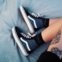 Bắp cải Vans SK8 HI Giày lông cừu vải màu xanh Đôi giày trượt cao giúp đôi cao cổ điển VN000D5INVY giày thể thao cổ cao