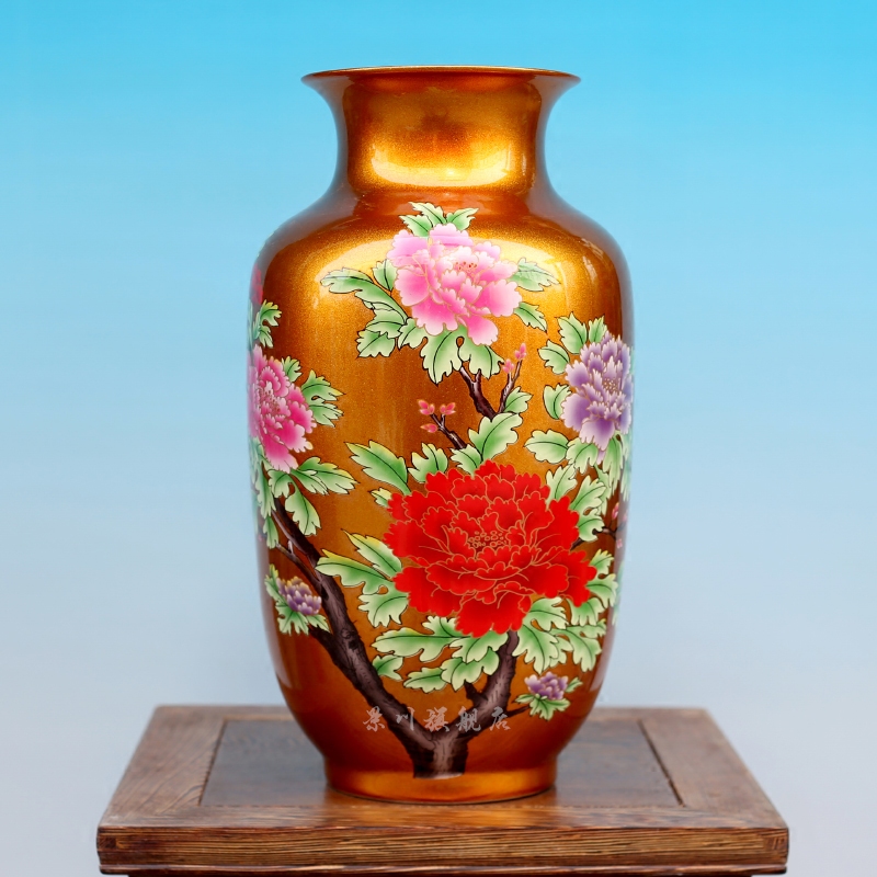 Jingdezhen ceramics vase furnishing articles of modern fashion simple crystal glaze alluvial gold home sitting room adornment handicraft