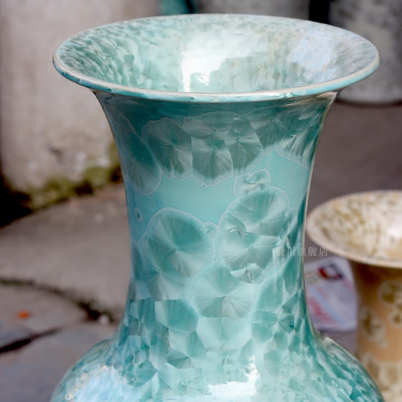 Jingdezhen ceramics jade borneol crystalline glaze furnishing articles hotel adornment of I sitting room of large vase
