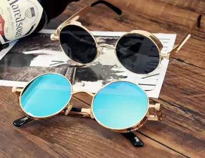 gai with retro round-frame sunglasses steampunk round Harajuku tide trend sunglasses male and female personality
