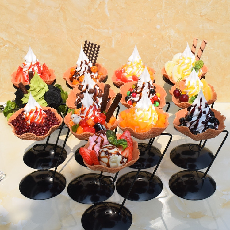 Emulated Fancy Egg Silo Ice Cream Bowl Style Crispy Ice Cream Model Fruit Red Bean Ice Cream Model Fake Dessert