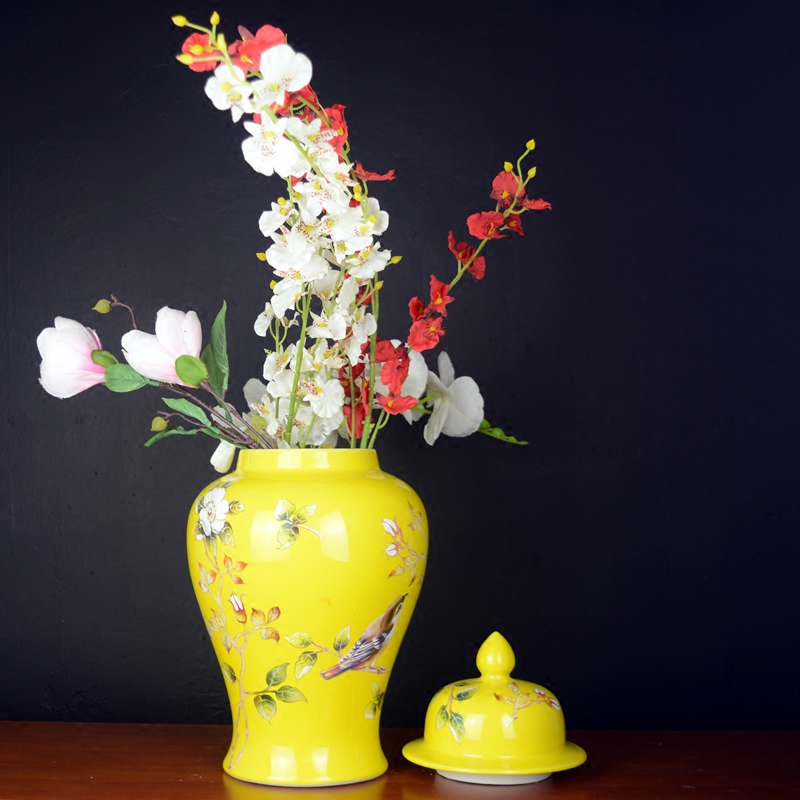 Jingdezhen porcelain pot vase flower arrangement sitting room of large storage tank wine household soft adornment is placed between the example