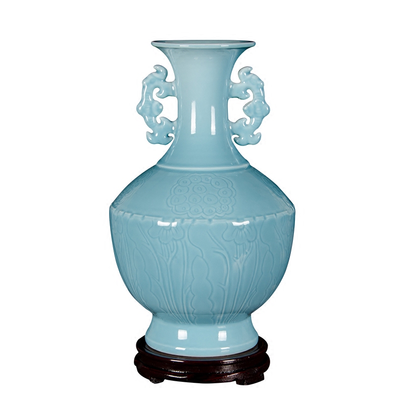 Jingdezhen ceramics imitation yongzheng ears vase archaize sitting room of Chinese style household adornment porch partition furnishing articles