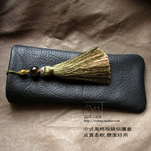 XU Кожаные ретро очки ручной работы с кисточками, портативная сумка для хранения подходит для мужчин и женщин, делается под заказ, из натуральной кожи, простой и элегантный дизайн