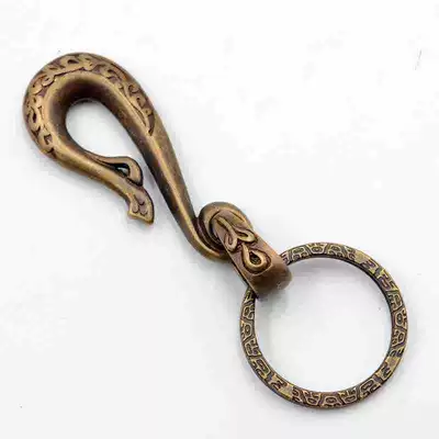 Amikazi retro cattle raising handmade pure brass double-sided Tangcao U-shaped keychain keychain car birthday gift