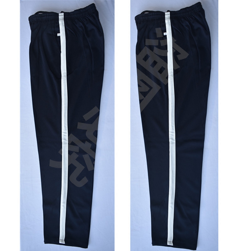 Spring and autumn sports trousers, student school uniform pants, men's and women's school pants, loose navy blue and white strips, straight-leg sports pants can be customized