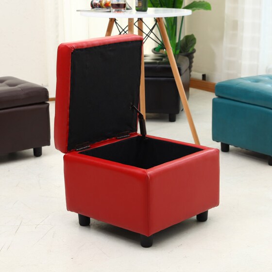 European shoe changing stool can store small stool solid wood low stool modern square leather sofa stool home storage stool