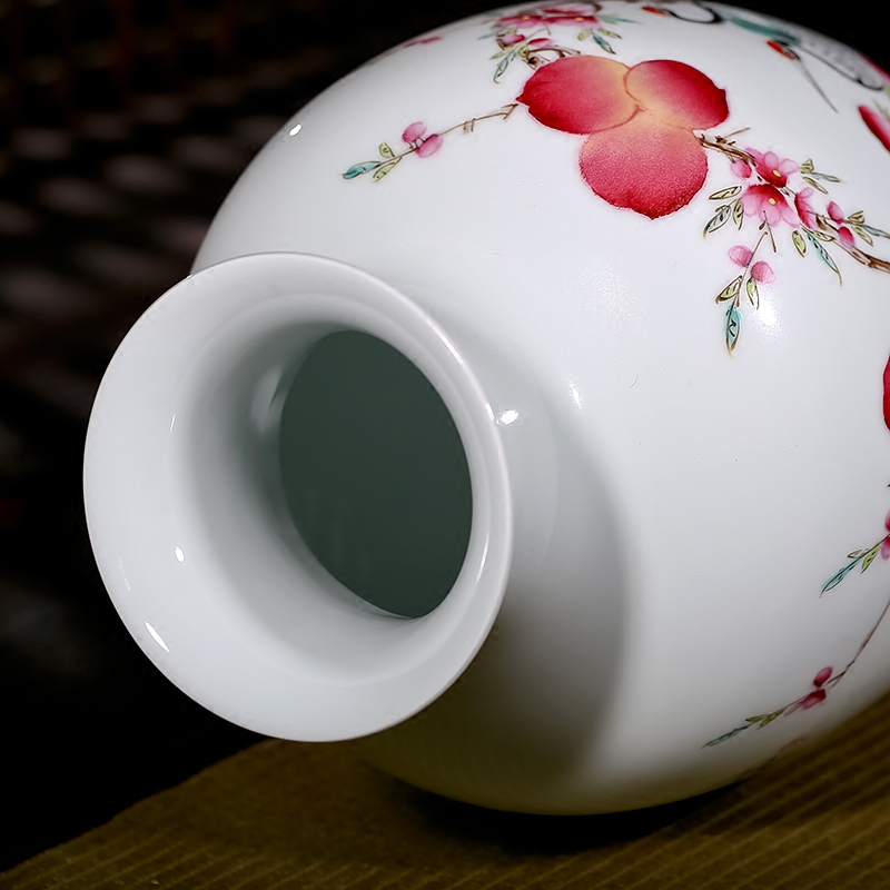 Jingdezhen ceramic hand - made vases, pure manual famous masterpiece wealth longevity flowers sitting room of Chinese style furnishing articles