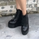 Mùa thu và mùa đông 2018 của phụ nữ mới, giày da đế dày đế cao, giày đế cao có độ dốc cao với bánh xốp Martin với đôi giày cao Giày cao gót