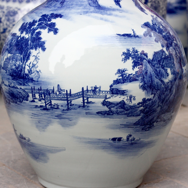 Jingdezhen porcelain ceramic hand - made beautiful green vase household living room office study Chinese place adorn article