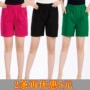 Quần short nữ trung niên mùa hè kích thước lớn quần cotton co giãn phần cao eo cao trung niên lỏng lẻo 4-5 quần quần tập gym cho nữ