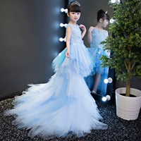 Cô gái đám cưới sáo poncho hoa dài váy đầm đẹp cho bé yêu