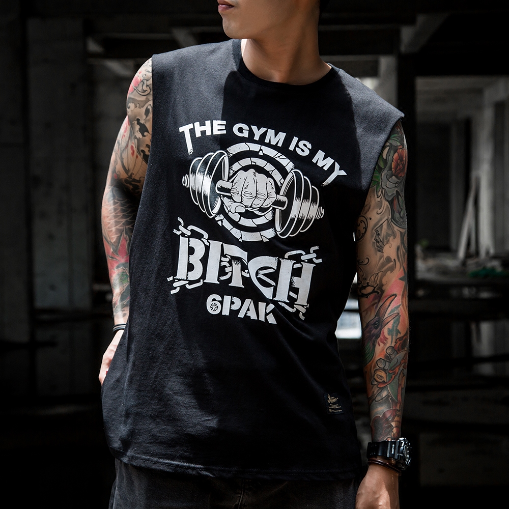 FXXK 欧美街头潮牌夏季潮流印花背心男士休闲无袖套头背心短袖