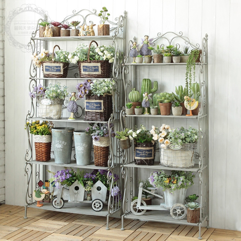 American Country Vintage Old Iron Five - Flower Frame - decorated Flower Frame Outdoor Balcony Shop Divide