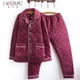Nicole mùa đông nam đồ ngủ quilted beibei quốc gia cổ rắn màu dày phù hợp với dịch vụ nhà đồ ngủ pijama Bộ Pajama