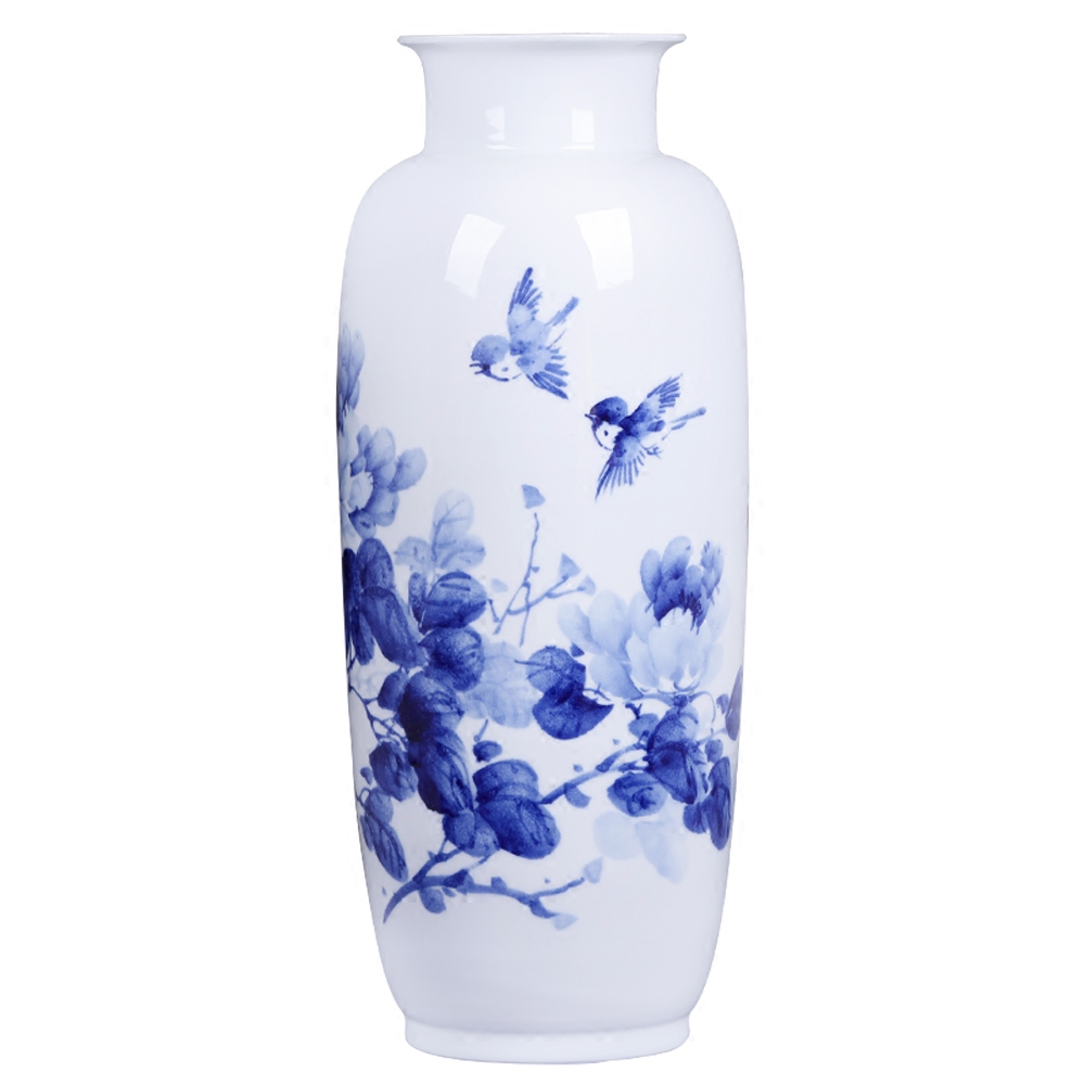 Jingdezhen ceramics hand - made of blue and white porcelain vase peony flower arrangement, the sitting room of Chinese style household adornment furnishing articles