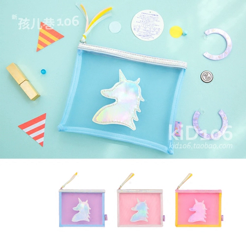 Bentoy Unicorn Unicorn Transparent Mesh Make Bag Makeup Bag Harajuku Girl Fantasy Style Сумка рука