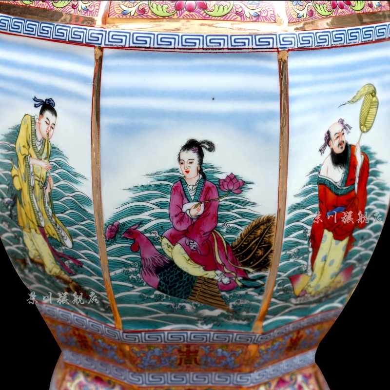Jingdezhen ceramic famille rose colored enamel sea big vase household furnishing articles landing craft ornaments sitting room