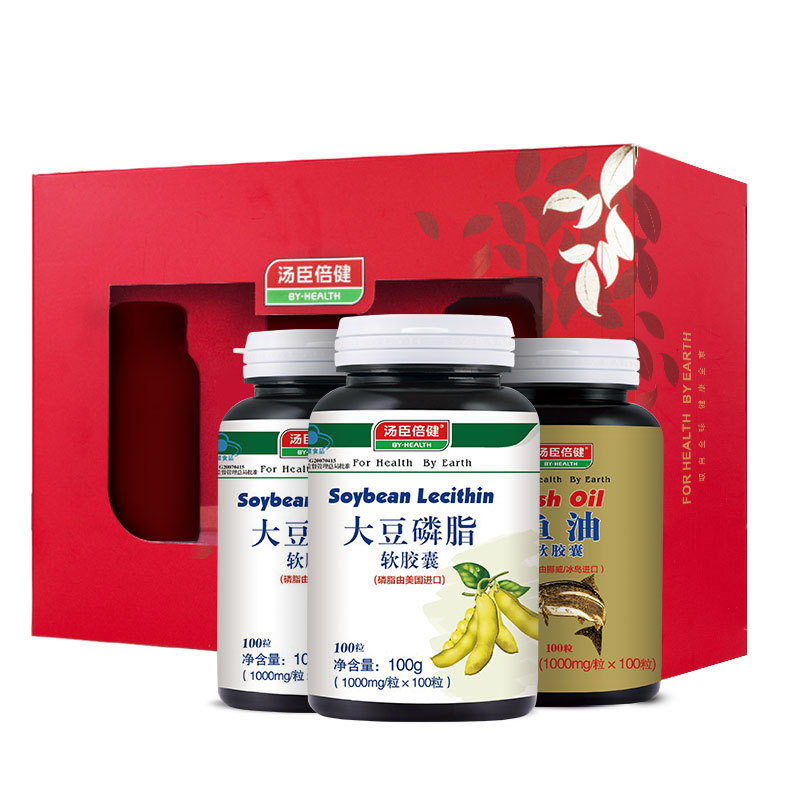 汤臣倍健牌鱼油软胶囊 1000mg/粒*100粒+大豆磷脂*200粒(礼盒装)