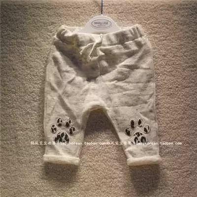 (No refund or change) 0-6 months European and American foreign trade spring and autumn thin newborn baby terry cotton high waist trousers