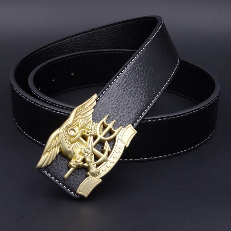 Korean version of men's leather belt personality eagle head smooth buckle casual pants fashion youth retro leather tide belt