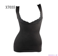 Không dấu vết gỗ X7035 Quần áo giảm béo sau sinh Tạo dáng cơ thể khỏe khoắn Bụng bó cơ thể Áo ren mỏng do lot nu