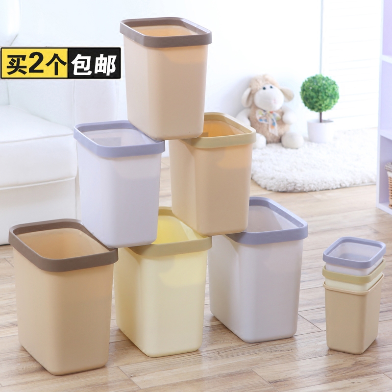 Eurostyle Creative Living Room Trash Cans Home Kitchen Makeup Room Big No Cover Plastic Trash Cans Desktop storage bucket