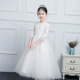 Hoa cô gái váy công chúa váy pettiskirt cô gái lớn catwalk trang phục piano trang phục trẻ em hợp xướng màu trắng váy biểu diễn cho trẻ em Váy trẻ em