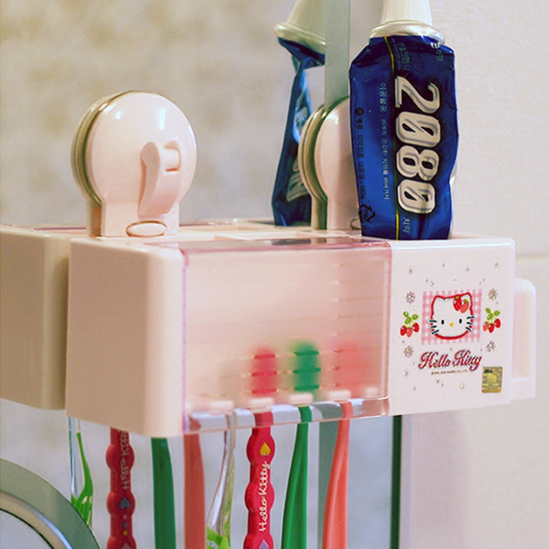 Korea imported KT cat strong suction wall toothbrush frame toothpaste comb toothpaste toothpaste stand cup hung creative toothpaste collection