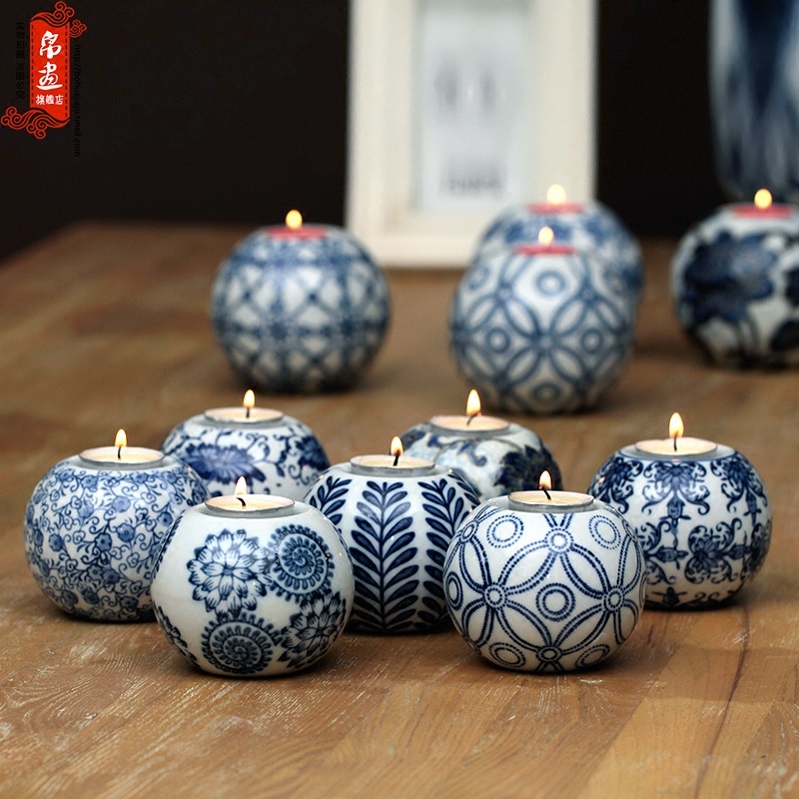 Candlestick ceramic Chinese Europe type restoring ancient ways programs hotel western - style romantic candlelight dinner table household decorative furnishing articles