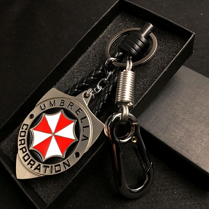 Resident Evil Merchandise Keychain Umbrella Corporation Red Umbrella Logo Car Key Ring Pendant Chain Waist Buckle Gift