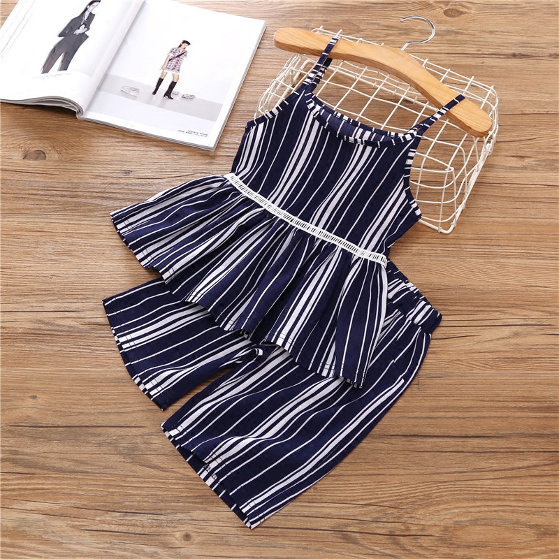 Children's clothes 2018 new girls fashion suit pie summer fashionable broad leg pants two pieces of 0 1-2-3 Han tide