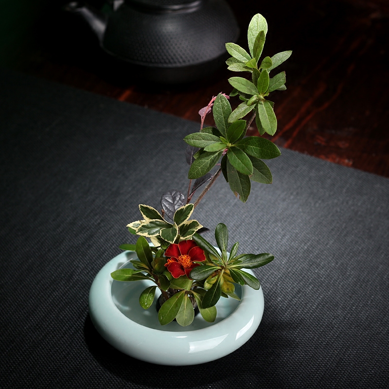 Zen mountain sword creative Japanese ikebana flower implement ceramic vases, flower art pottery flowerpot teahouse faceplate arranging flowers