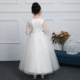 Công chúa váy cô gái catwalk phù hợp với tay áo trắng trẻ em lớn trang phục piano trẻ em dài sinh nhật hoa cô gái váy