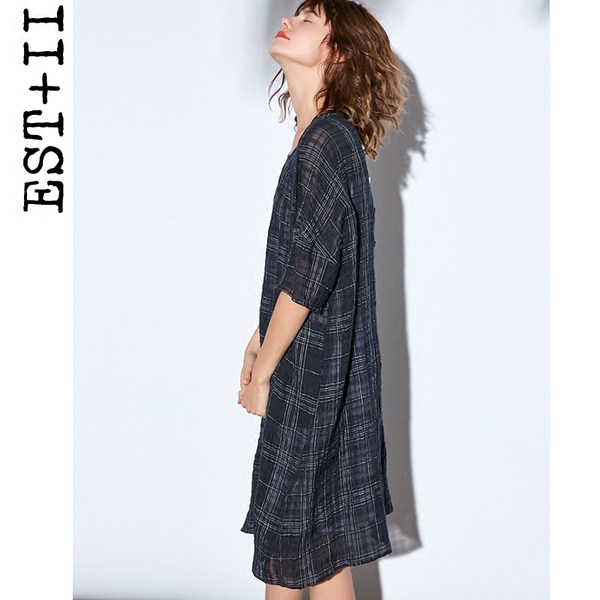 EST＋II 艺诗 18年新款 透气凉爽 棉麻连衣裙 双重优惠后￥156.1包邮