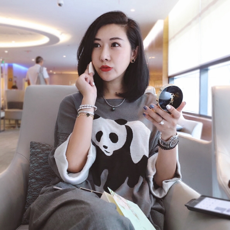 PENNY自制 两色天丝 落肩设计宽松均码 国宝熊猫上衣 S08025特