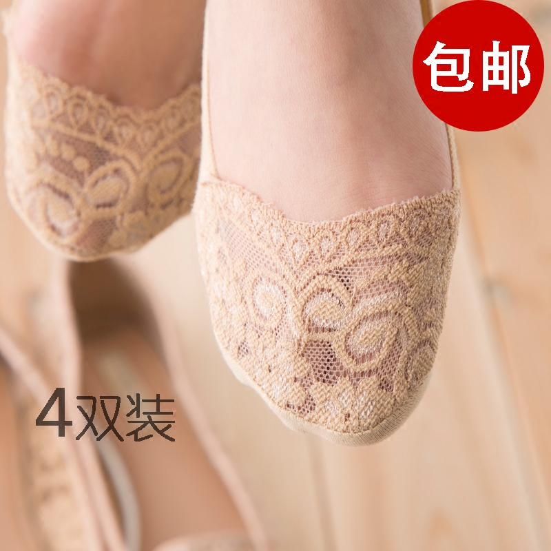 Lace boat socks women's summer incognito shallow short tube stockings sub spring and autumn socks cotton silicone non-slip low-top thin section