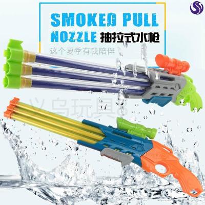 Gatling water gun drifting beach pull-out high-pressure toy children and adults water fight water spray artifact three tubes.