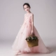 Cô gái màu hồng sinh nhật công chúa váy fluffy dài váy trẻ em catwalk buổi tối váy trailing trang phục piano nước ngoài - Váy trẻ em
