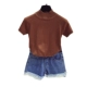 Mùa xuân hè mới thời trang nửa cổ áo len cao cổ màu rắn hoang dã Áo thun ngắn tay nữ đầu thon cardigan nữ Áo / áo thun