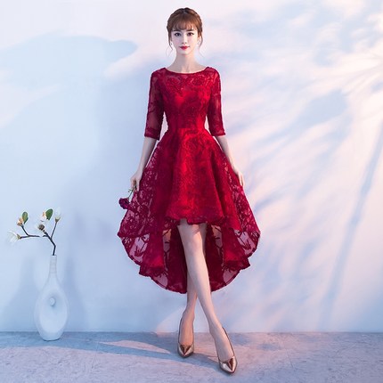 新娘敬酒服短款2018新款夏季韩式红色婚礼结