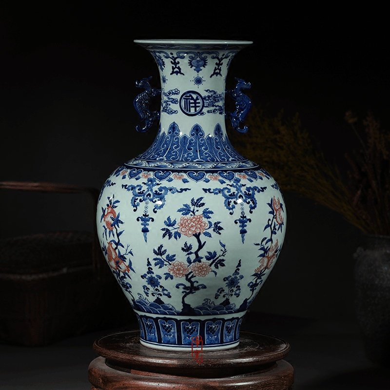 Jingdezhen ceramics antique hand - made Chinese blue and white porcelain vase sitting room porch TV ark, flower adornment furnishing articles