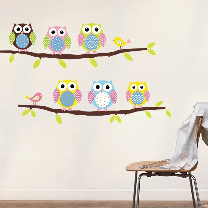 Wall Sticker Owl Cartoon Animal Children Room Bedside Bedside Background Wall Trim Stickers Wallpaper Stickler self-adhesive