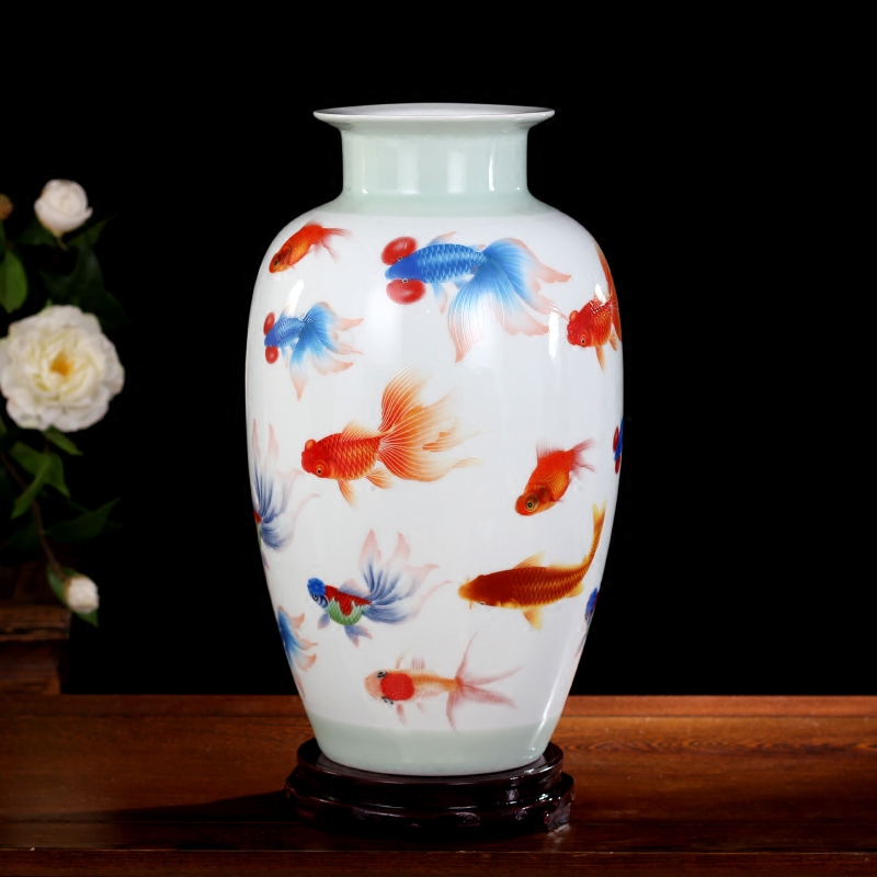 Jingdezhen lad offer celebration ceramic vase household living room office study Chinese dried flowers flower arrangement furnishing articles