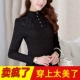 Mùa thu đông ren áo sơ mi nữ áo thun cộng với nhung dày áo sơ mi ren dài tay Slim size nhỏ áo sơ mi thủy triều áo phông nữ rộng Áo phông