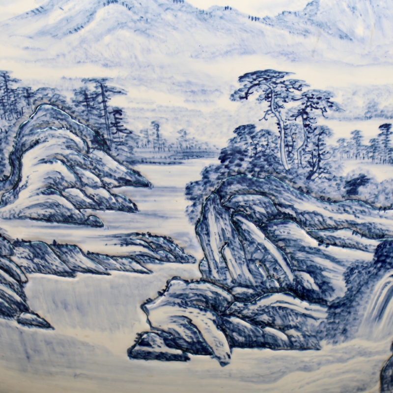 Jingdezhen ceramic its hand - made landscape painting the sitting room aquarium household garden furnishing articles calligraphy and painting the tortoise cylinder