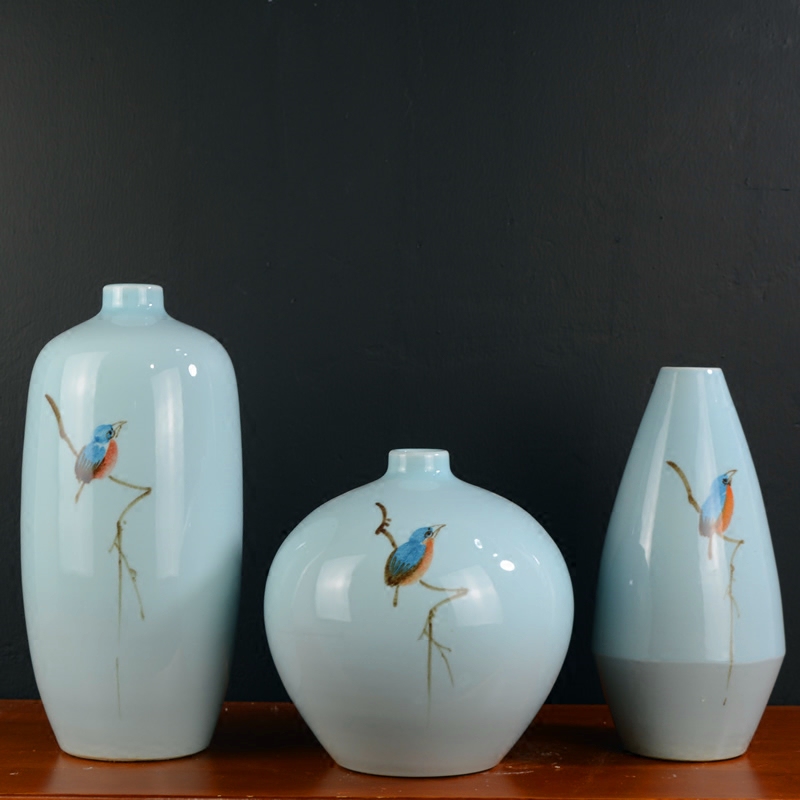 Jingdezhen ceramic new Chinese vase furnishing articles sitting room dry flower arranging flowers household soft adornment green China arts and crafts