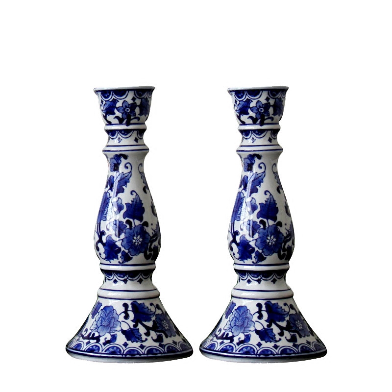 Blue and white porcelain of jingdezhen ceramics candlestick/contracted household of Chinese style style ceramic candlestick furnishing articles incense inserted